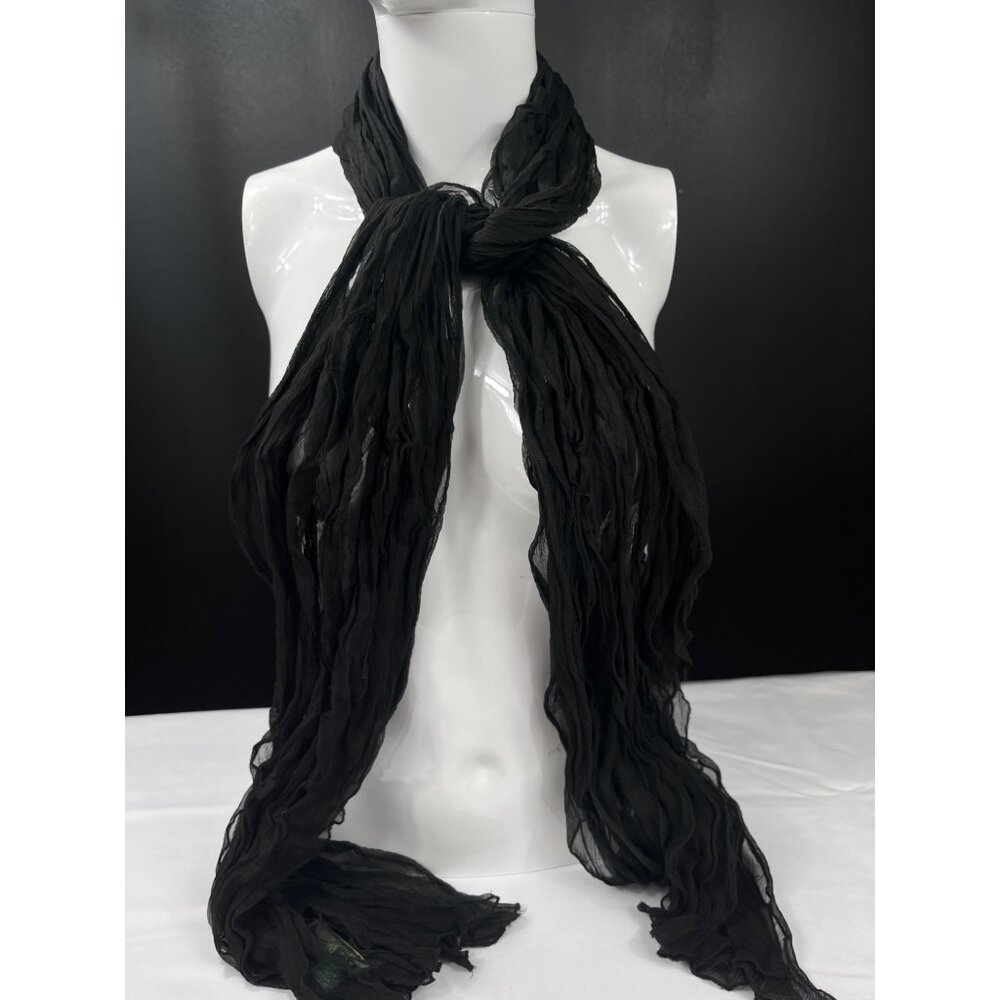 Lauren Ralph Lauren Black Crinkle Viscose Scarf SKU 7394